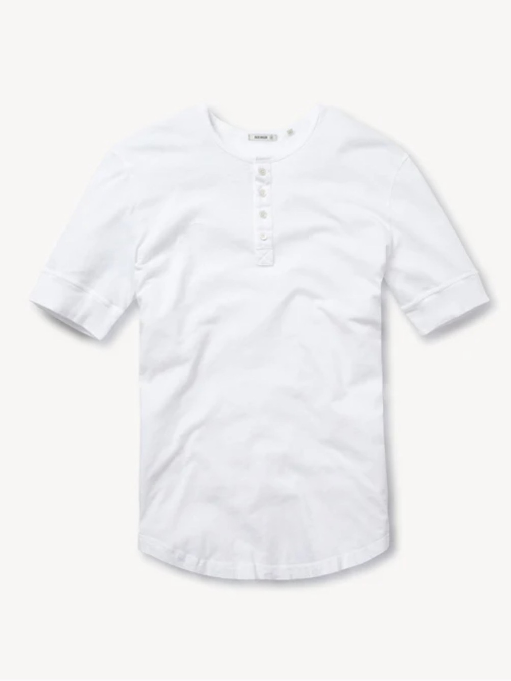 Buck Mason Pima Curved Hem Henley White 100% Cotton XXL